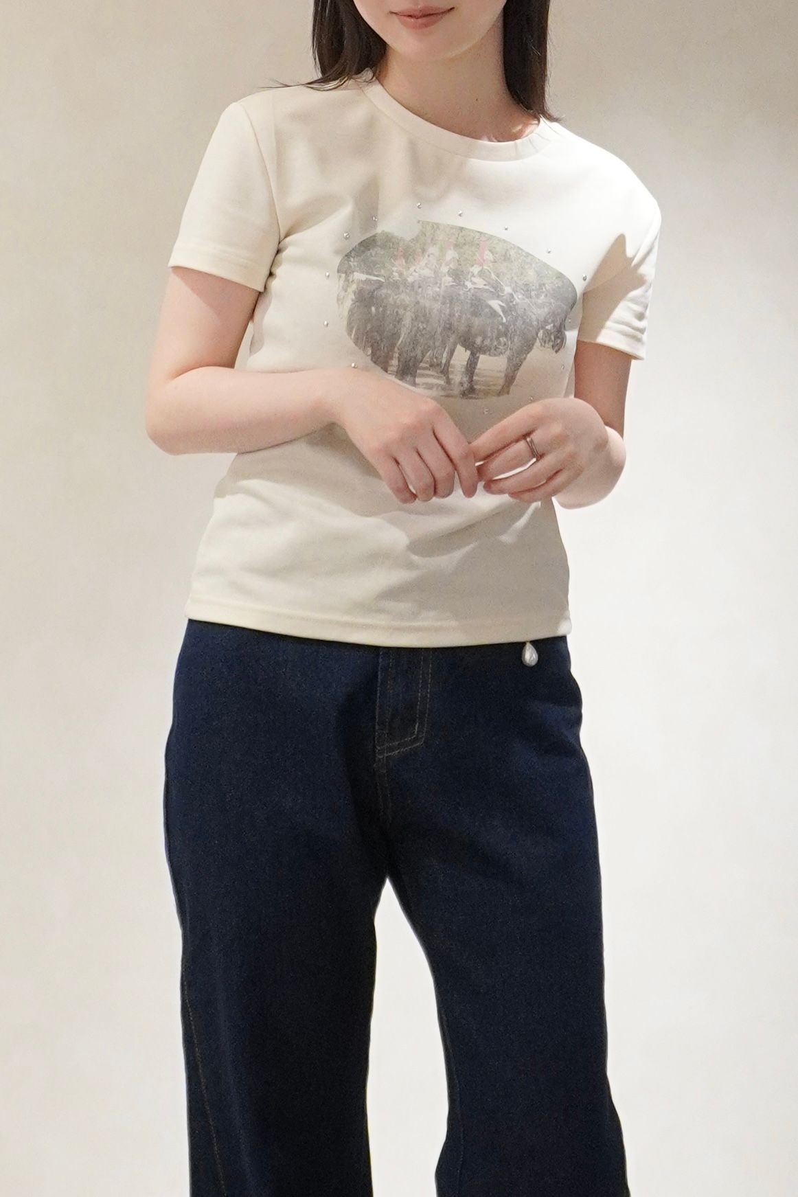 スタッズコンパクトTシャツ (アイボリー) studded compact tee (Ivory) /  26SS