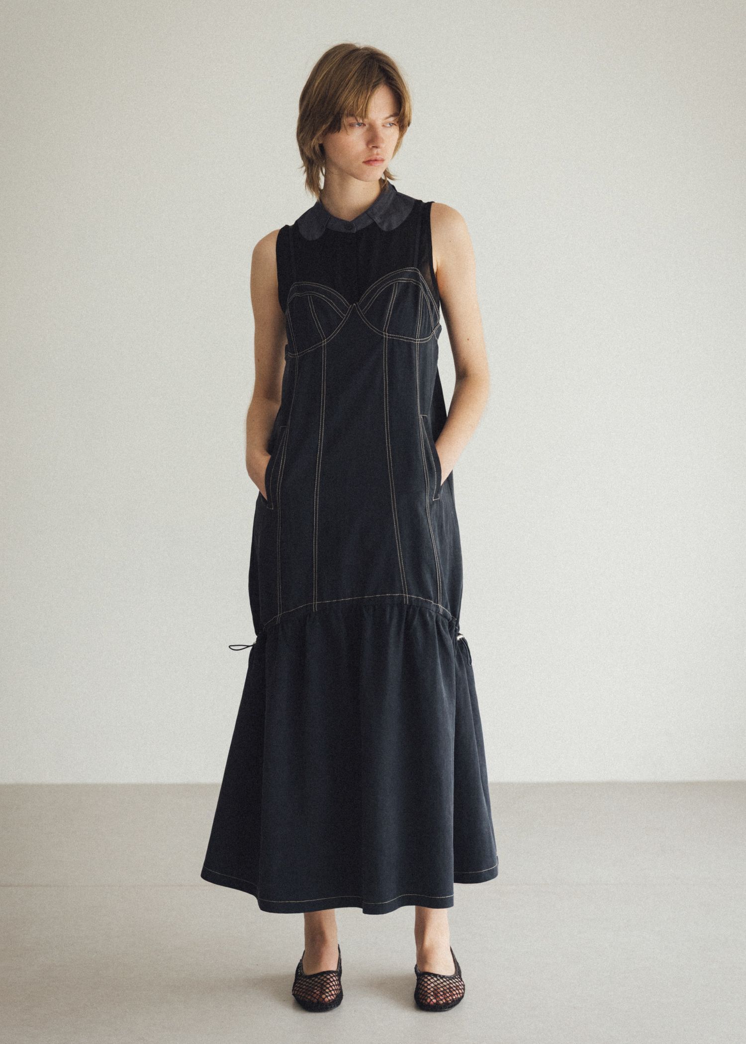 ノースリーブ シャツ (ブラック) no sleeve color scheme collar shirt (Black) /  26SS