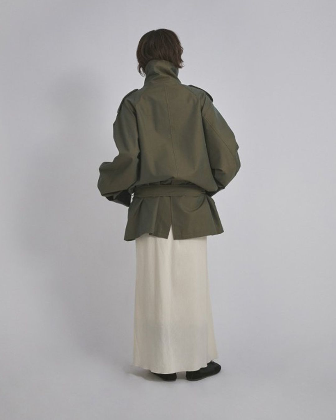 【先行予約】【26TH-05】スタンドカラートレンチコート (カーキ) Stand collar trench (Khaki) /  エコファー  /  フェイクファー 【受注期間6/14 23:59まで】