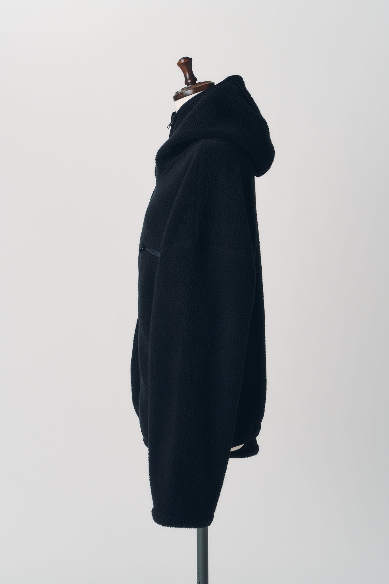カーブジップ ボアフーディ (ブラック) curved zip boa hoodie(unisex) (Black) / 26AW