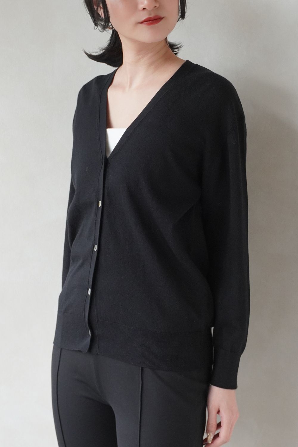 HIGHGAGE V-NECK CARDIGAN / ハイゲージ Vネックカーディガン (ブラック)