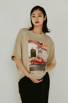 vintage print T shirt(unisex) / ヴィンテージ プリントTシャツ (モスグリーン) / 25SS