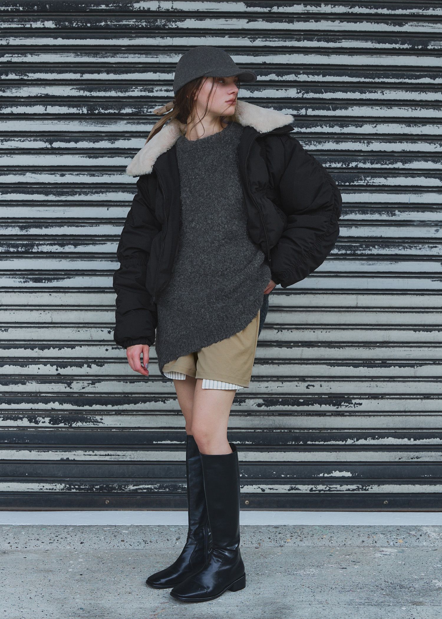 stripe pocket peep tuck chino S/PT / タックチノ ショートパンツ (タン) / 25AW