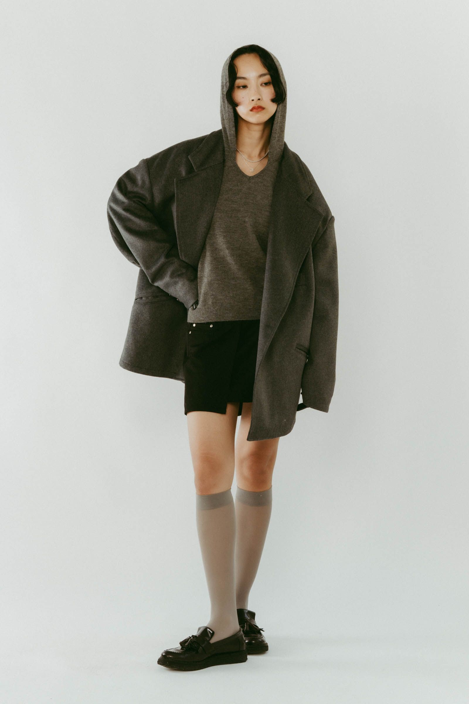 muffler overlay jacket(unisex) / マフラー オーバージャケット (グレー) / 25AW