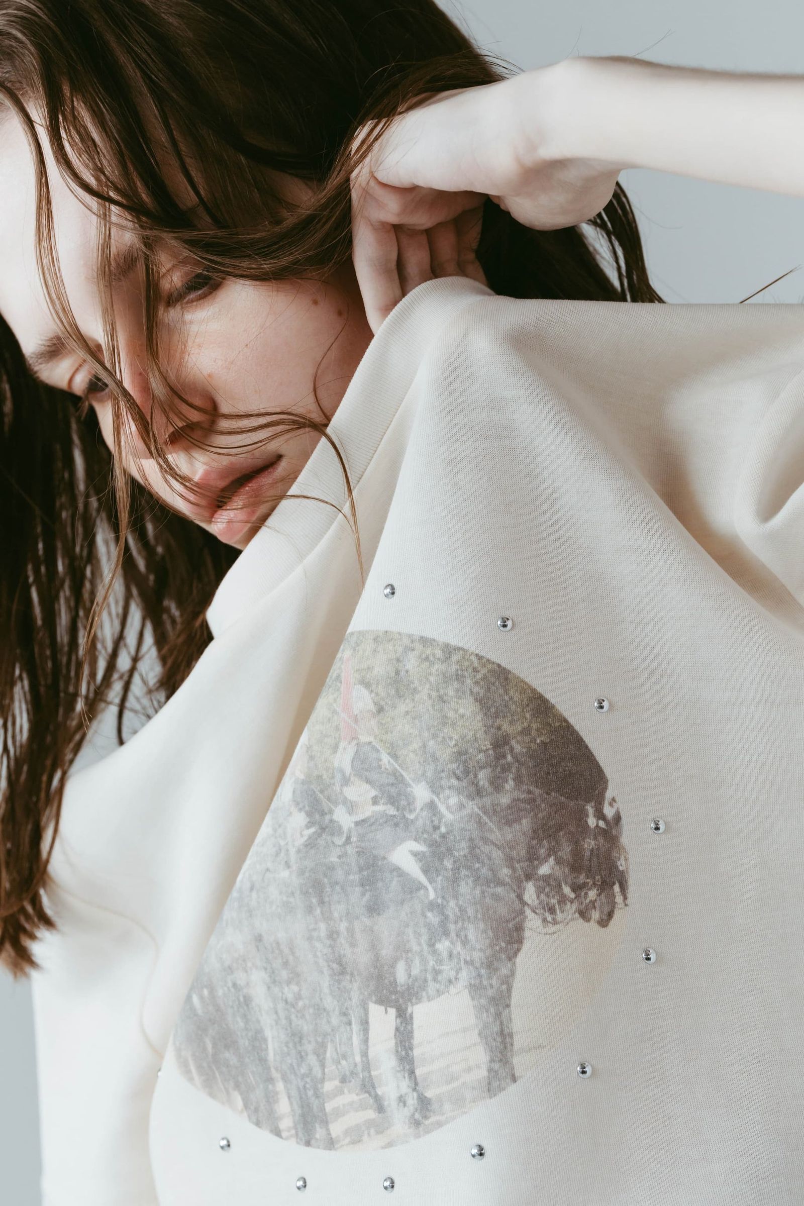 スタッズコンパクトTシャツ (アイボリー) studded compact tee (Ivory) /  26SS