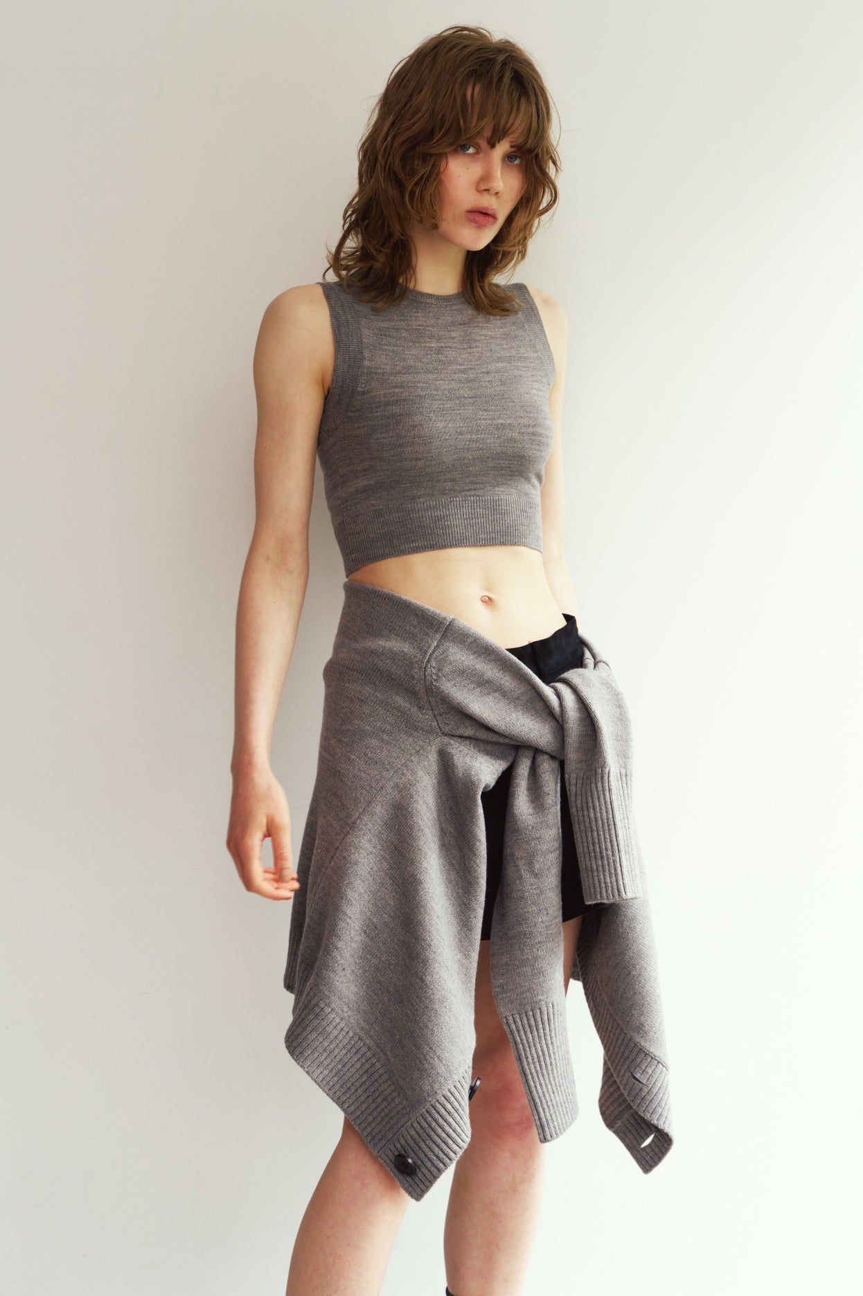 2ピース カーディガン (グレー) 2-piece cardigan (Gray) / 26AW