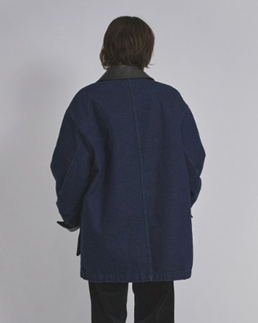 【先行予約】【26TH-02】フェイクレザーカラー カバーオール (ネイビー) Fake Leather Collar Coverall (Navy) /  エコファー  /  フェイクファー 【受注期間6/14 23:59まで】