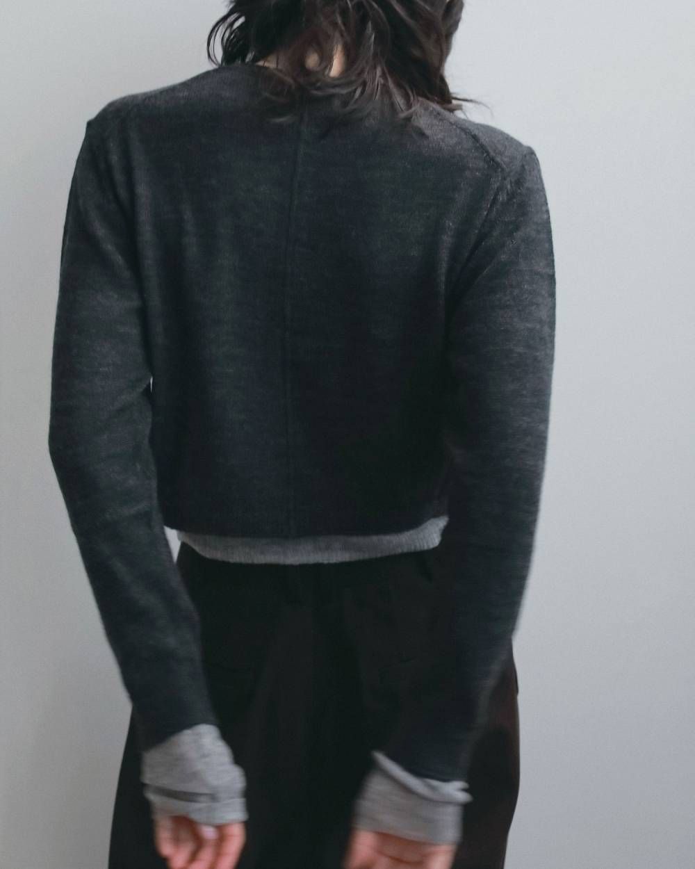 レイヤード クルーネックカーディガン (チャコールグレー) Layered Crewneck Cardigan (Charcoal gray) / 26AW 【6月29日まで期間限定予約】