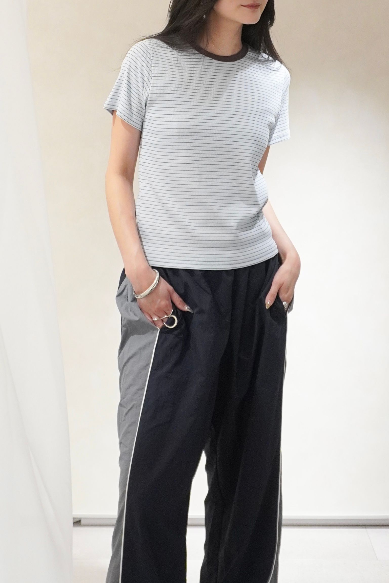 コンフォートスリムボーダーTシャツ (ライトブルー) Slim Border T-shirt (Light blue) /  26SS