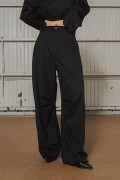 stripe unique slacks pants / ストライプ ユニークスラックスパンツ (ブラック)