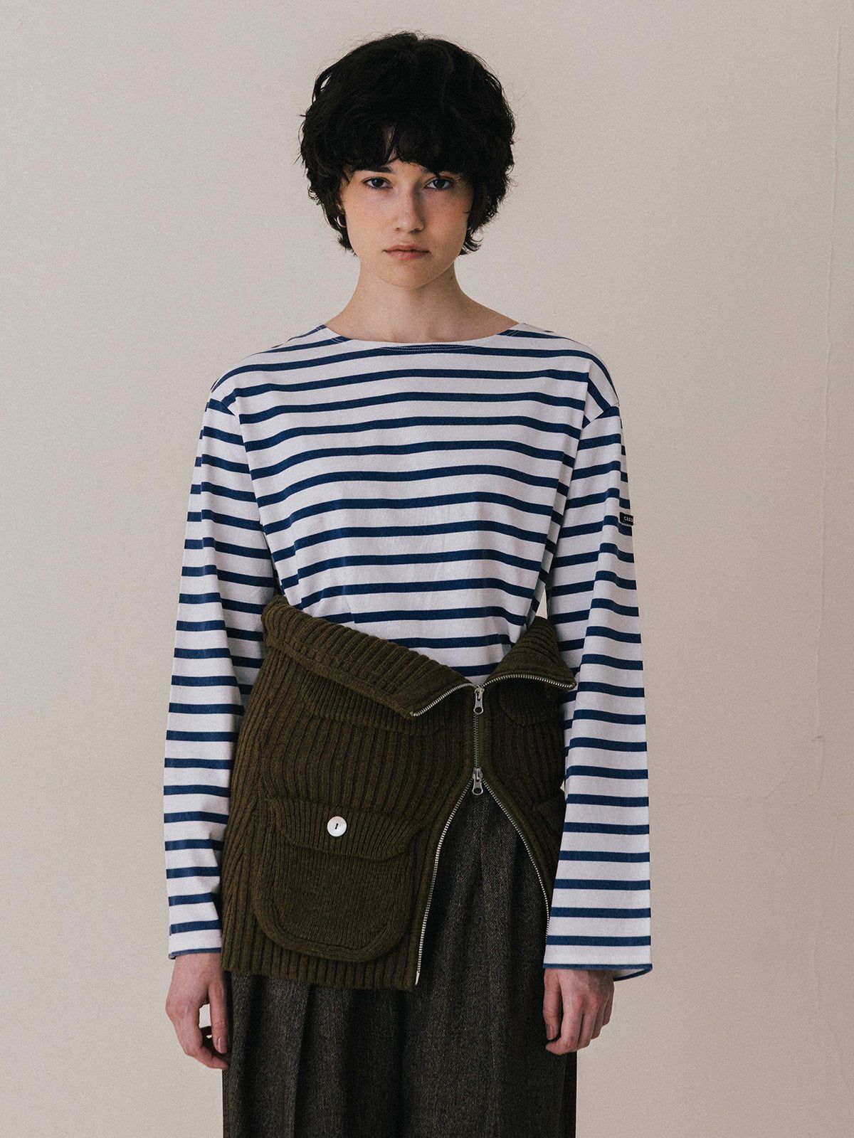 【25AW】MILITALY KNIT BUSTIER / ミリタリー ニットビスチェ (カーキ)