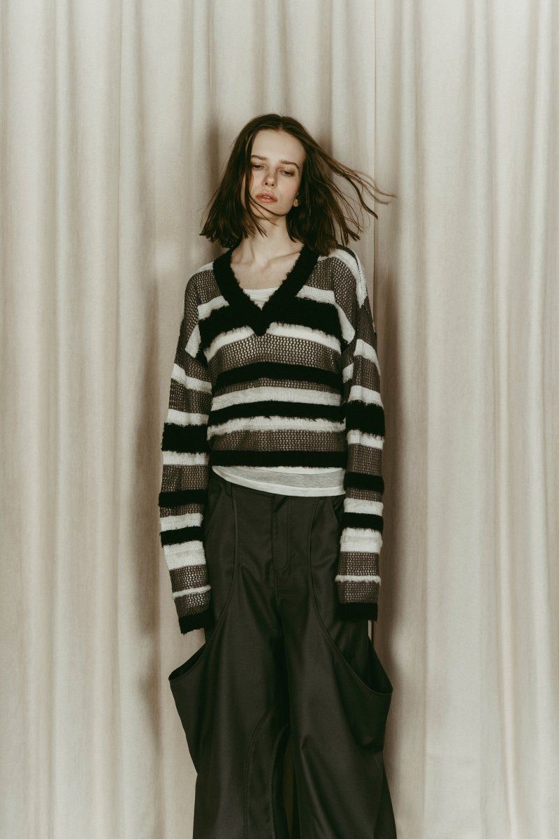 double-faced border knit / ダブルフェイス ボーダーニット (Black) / 26SS