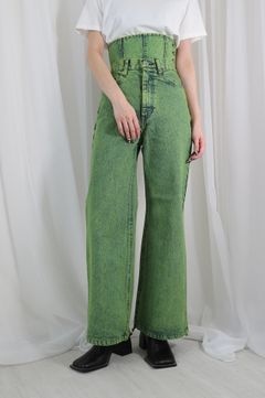CORSET WITH WIDE DENIM PANTS / コルセットワイドデニムパンツ (ライム)