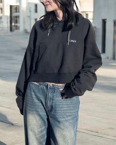【残り1点】NOUNLESS SHORT HOODIE TOPS (NOIR) / ショートフーディトップス ノワール