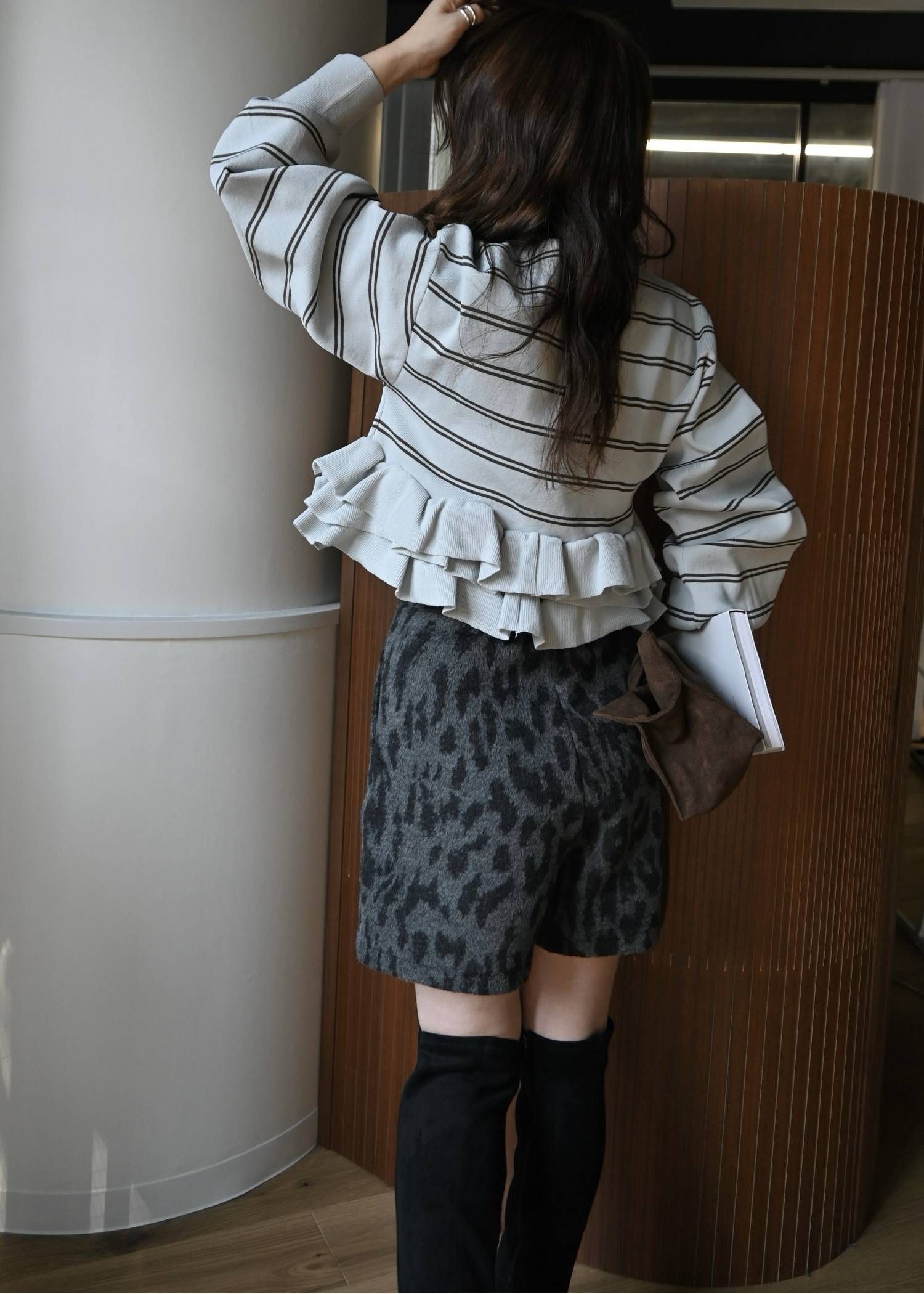 フリルニットカーディガン (スモーキーブルー) hem ruffle frill knit cardigan (SBlue) /  26SS
