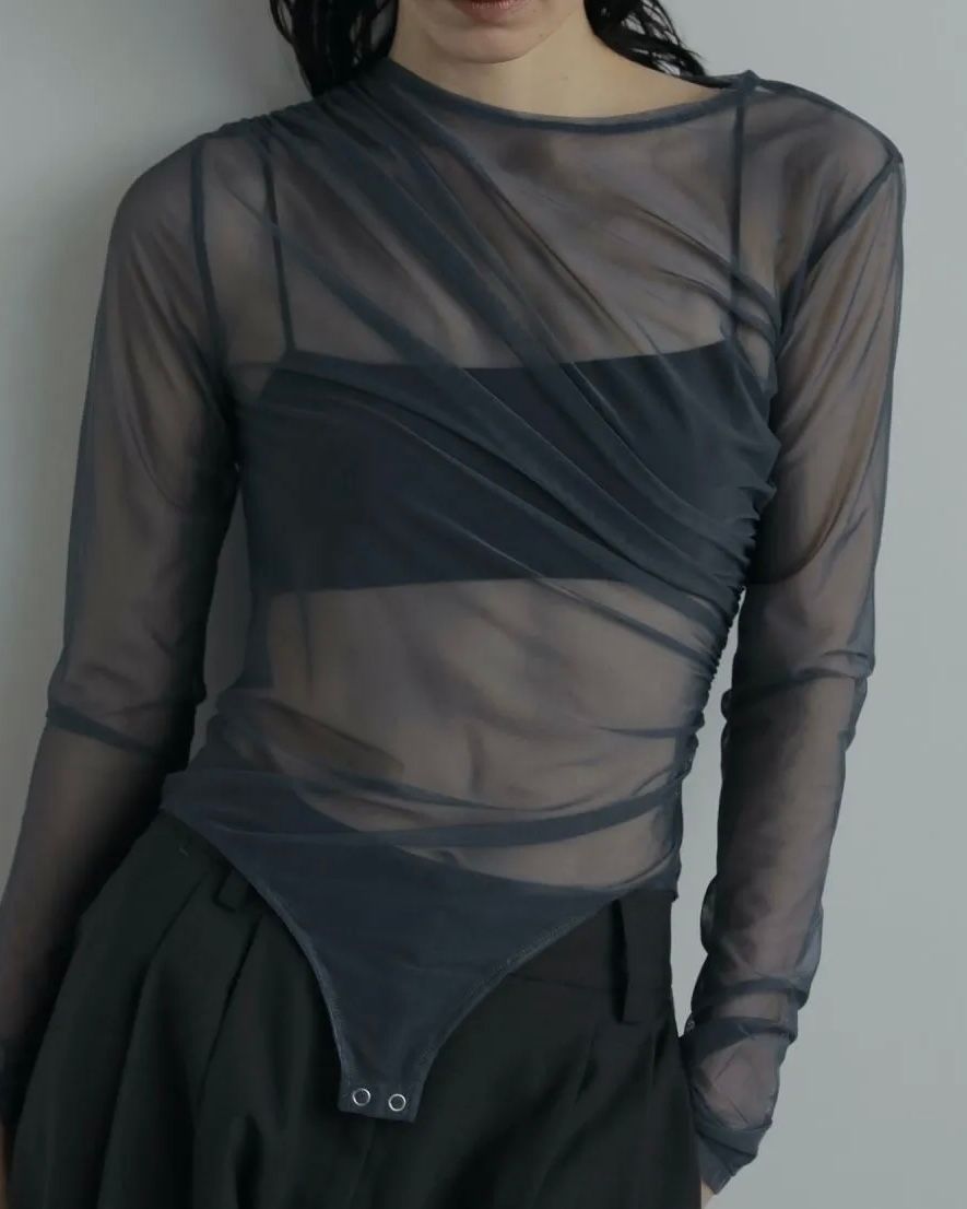 【25AW】Tulle Gather Bodysuit / チュールギャザーボディースーツ (ブルー)