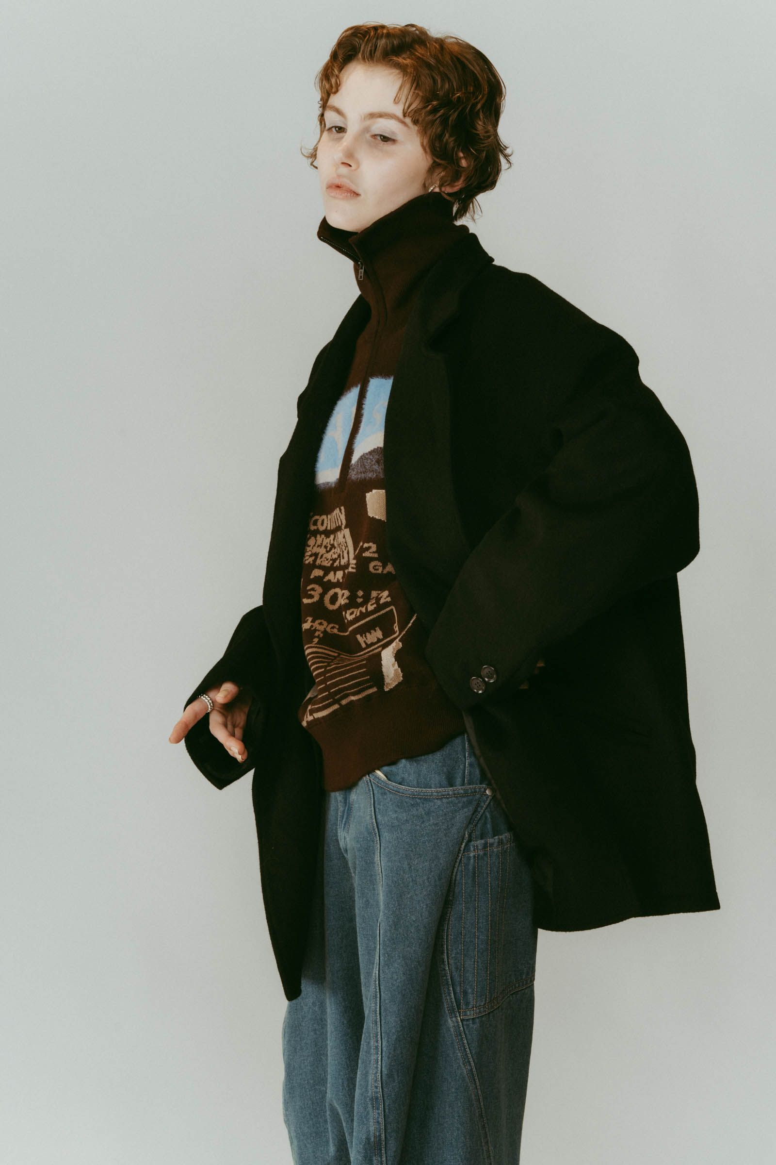 muffler overlay jacket(unisex) / マフラー オーバージャケット (ブラック) / 25AW