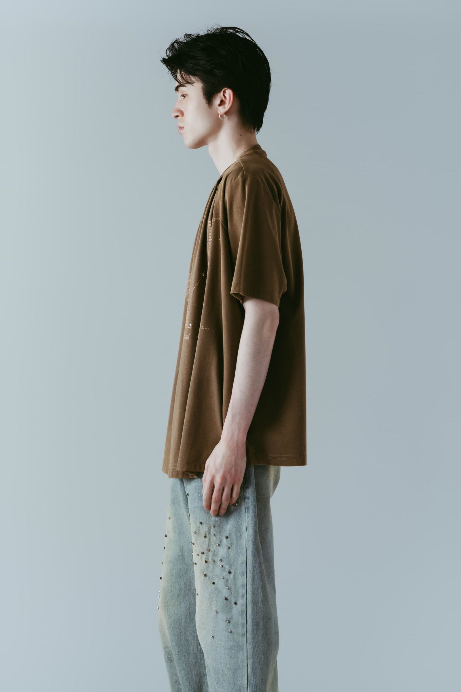 タック オーバーサイズTシャツ (ブラウン) tuck detail oversized tee(unisex) (Brown) /  26SS