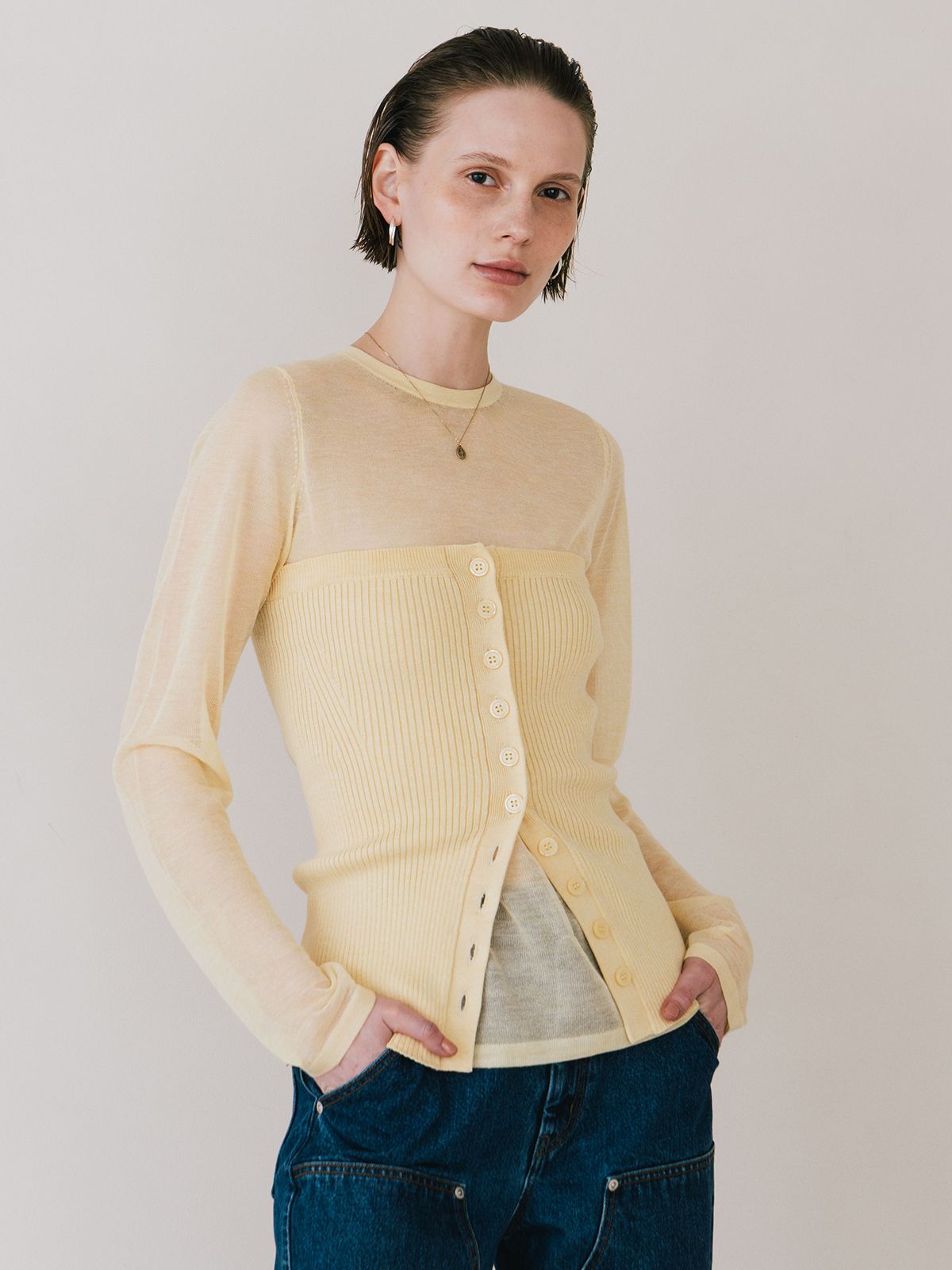 L'Appartement/アパルトモン 2020SS C/N Slit Knitクルーネック
