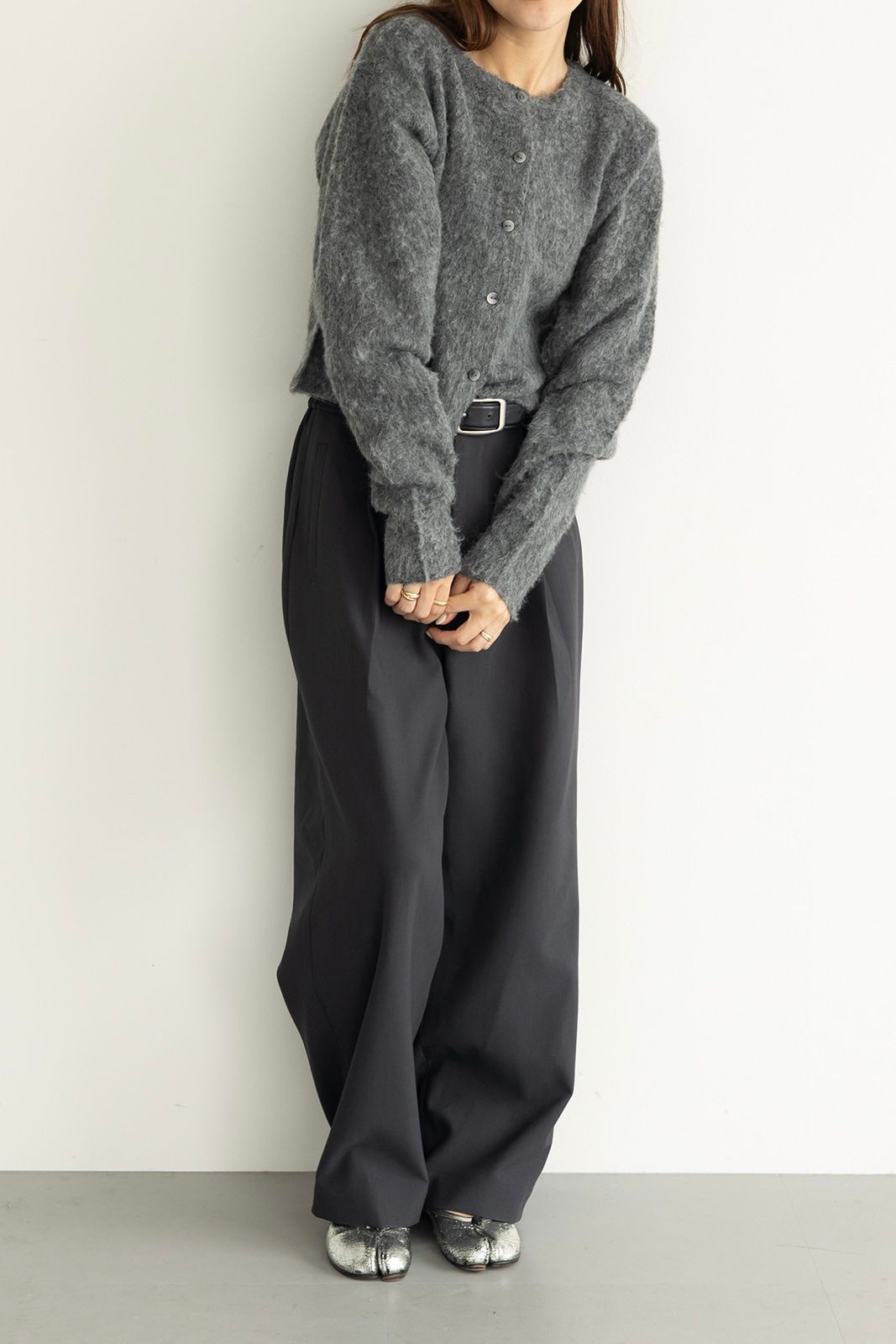 ワンタックストレートスラックス (ネイビー)