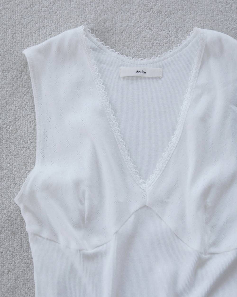 ヴィンテージ パターンメッシュ タンクトップ (ホワイト) Vintage Patternmesh Tanktop (White) / 27SS
