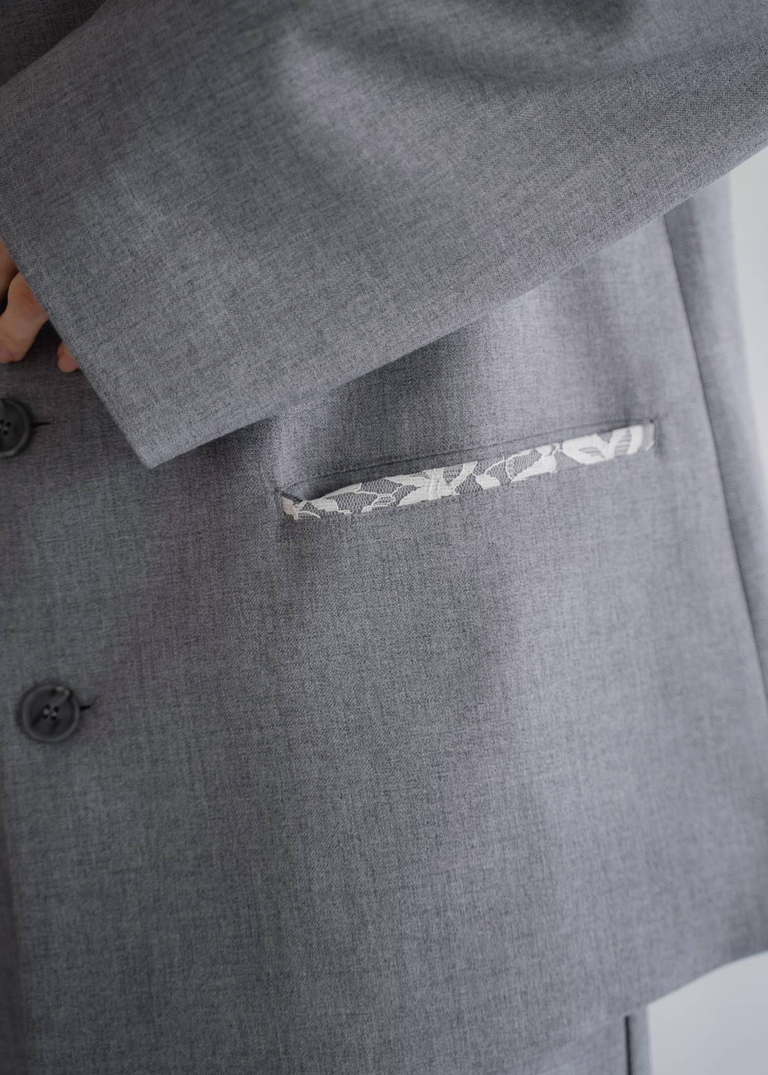 アレンジレース ジャケット (ライトグレー) arrangement lace shawl oversize JK (Lgray) /  26SS