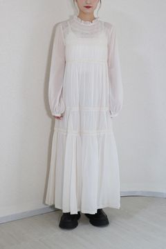 【復刻アイテム】 EMBROIDERY LONG DRESS / エンブロイダリーロングドレス (ホワイト) 刺繍レース