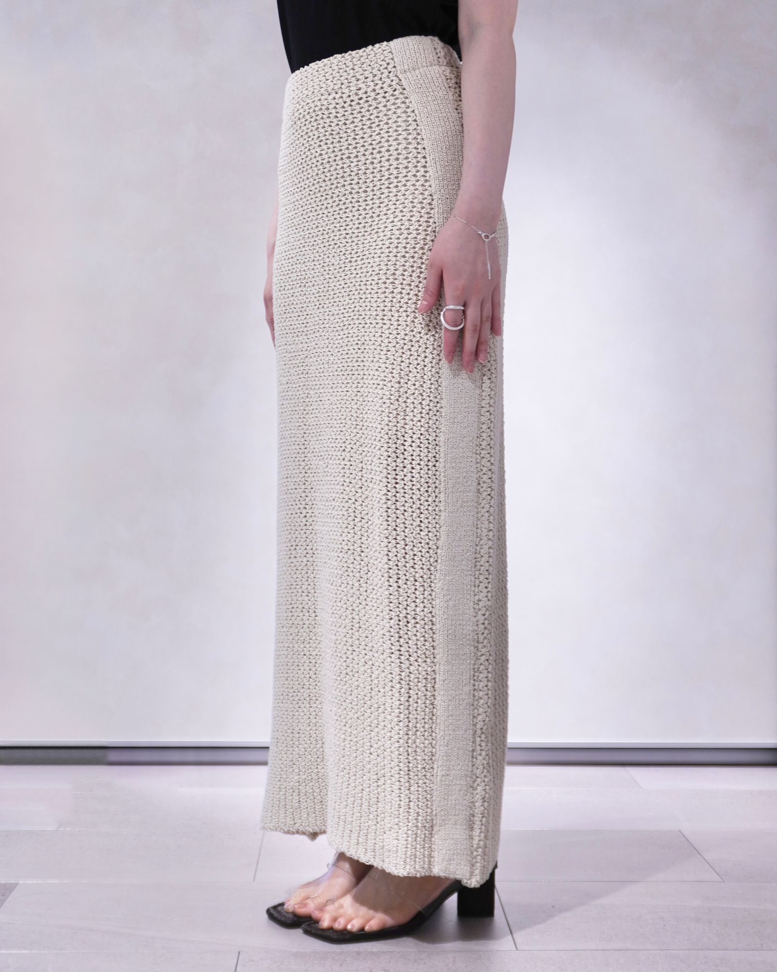 クロシェニットスカート (アイボリー) Crochet Knit Skirt (Ivory) / 26SS