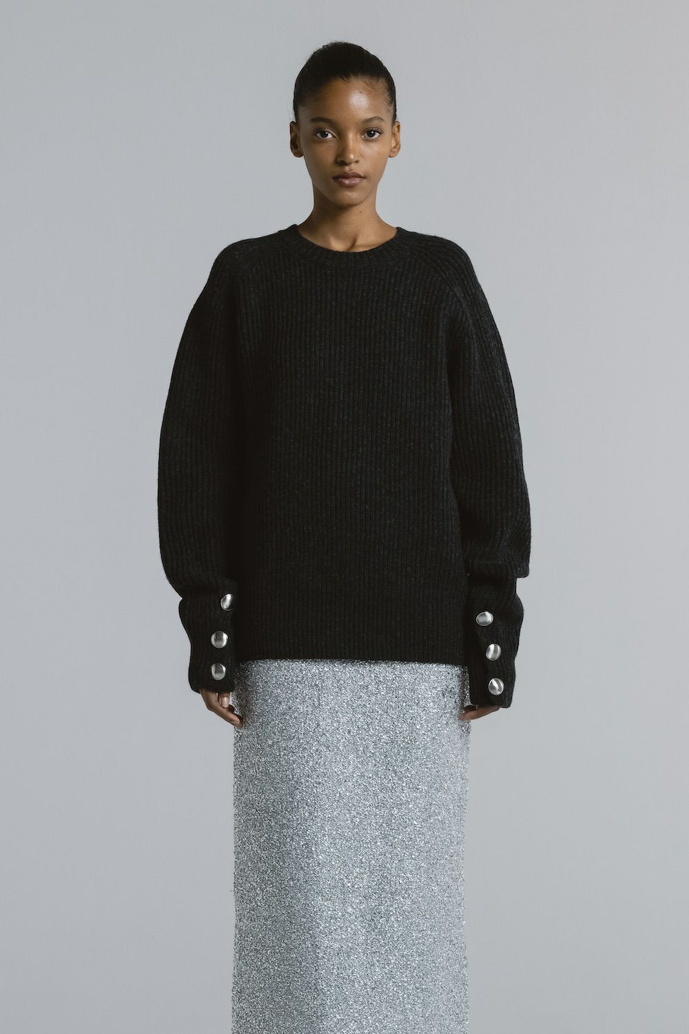 【25AW】RAGLAN CREWNECK KNIT / ラグランクルーネックニット (チャコールグレー)