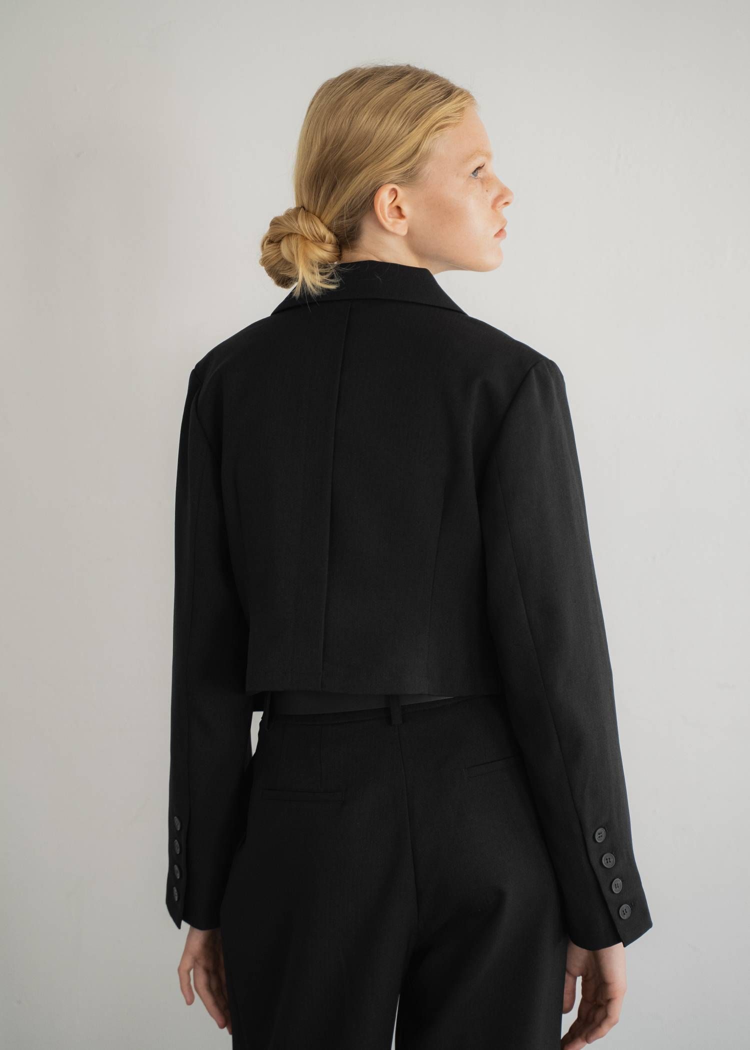 ペプラム チュール クロップド テーラードジャケット (ブラック) detachable peplum tulle cropped tailored JK (Black) /  26AW