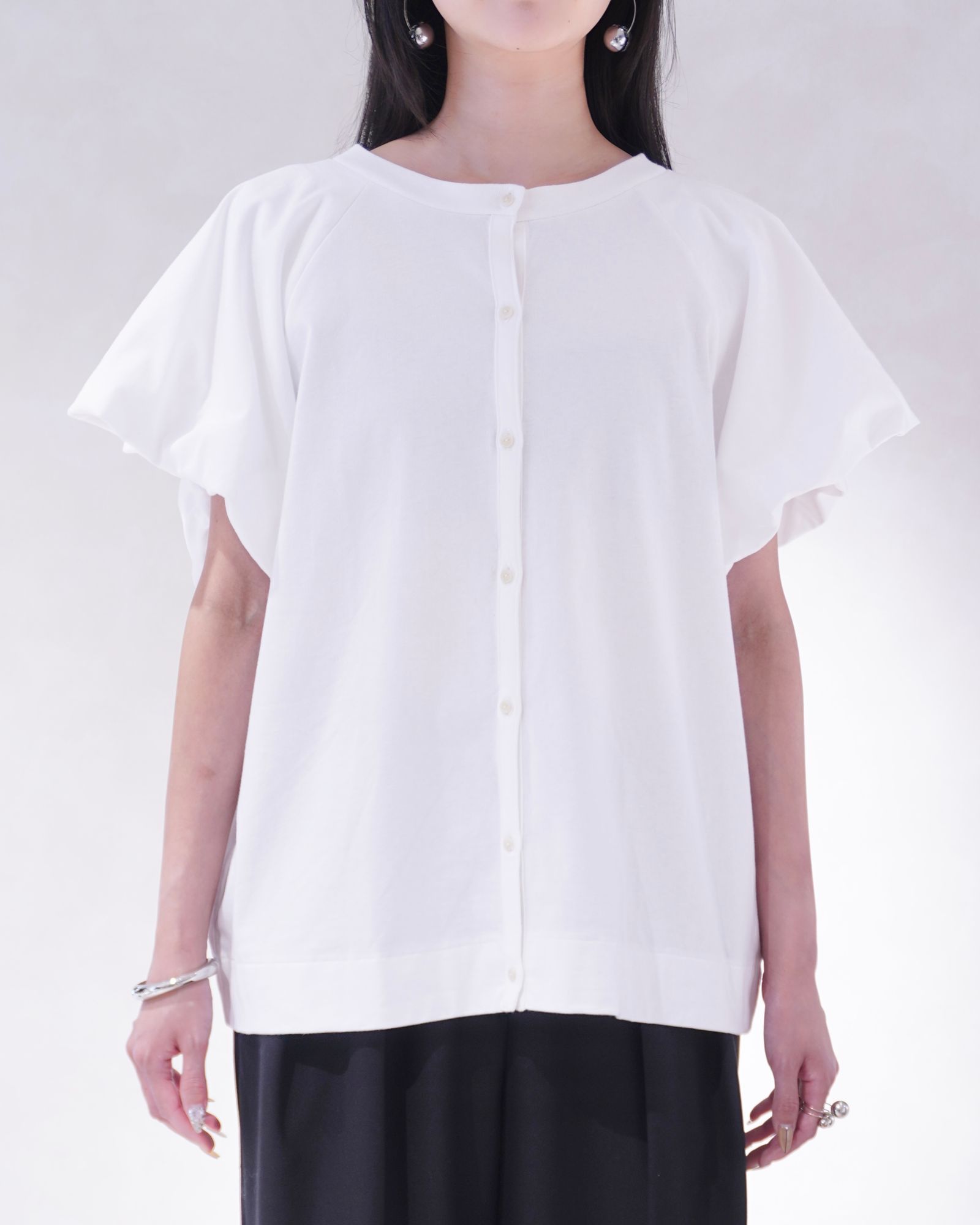 【Hanesコラボ】ヘインズコラボ バルーンスリーブTシャツ (ホワイト&ブラック) 【2色セット】【Mサイズ】2P BEEFY-T balloon sleeve tops (White&Black) /  26SS