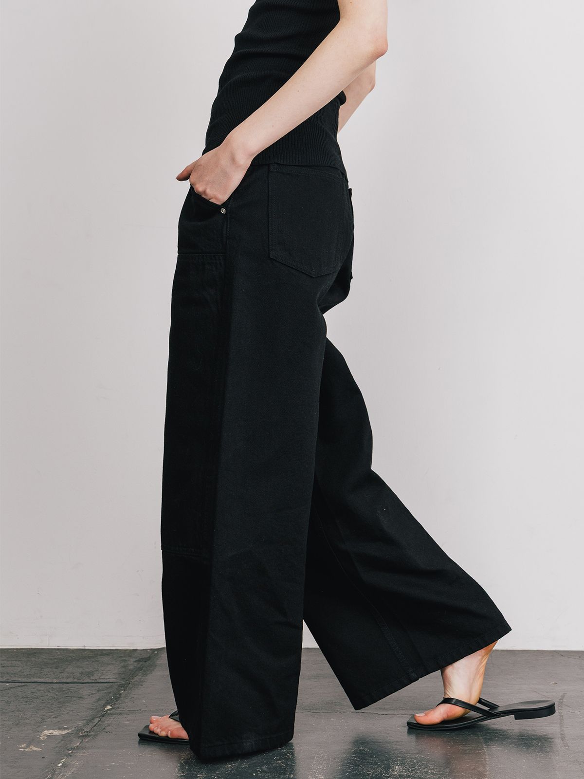 【25SS】DOUBLE KNEE WASHED DENIM PANTS / ダブルニー デニムパンツ (ブラック)