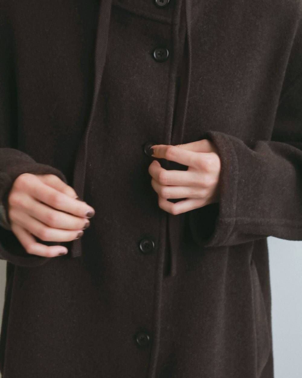 ウールフーディコート (ブラウン) Wool Hoodie Coat (Brown) / 26AW 【6月29日まで期間限定予約】