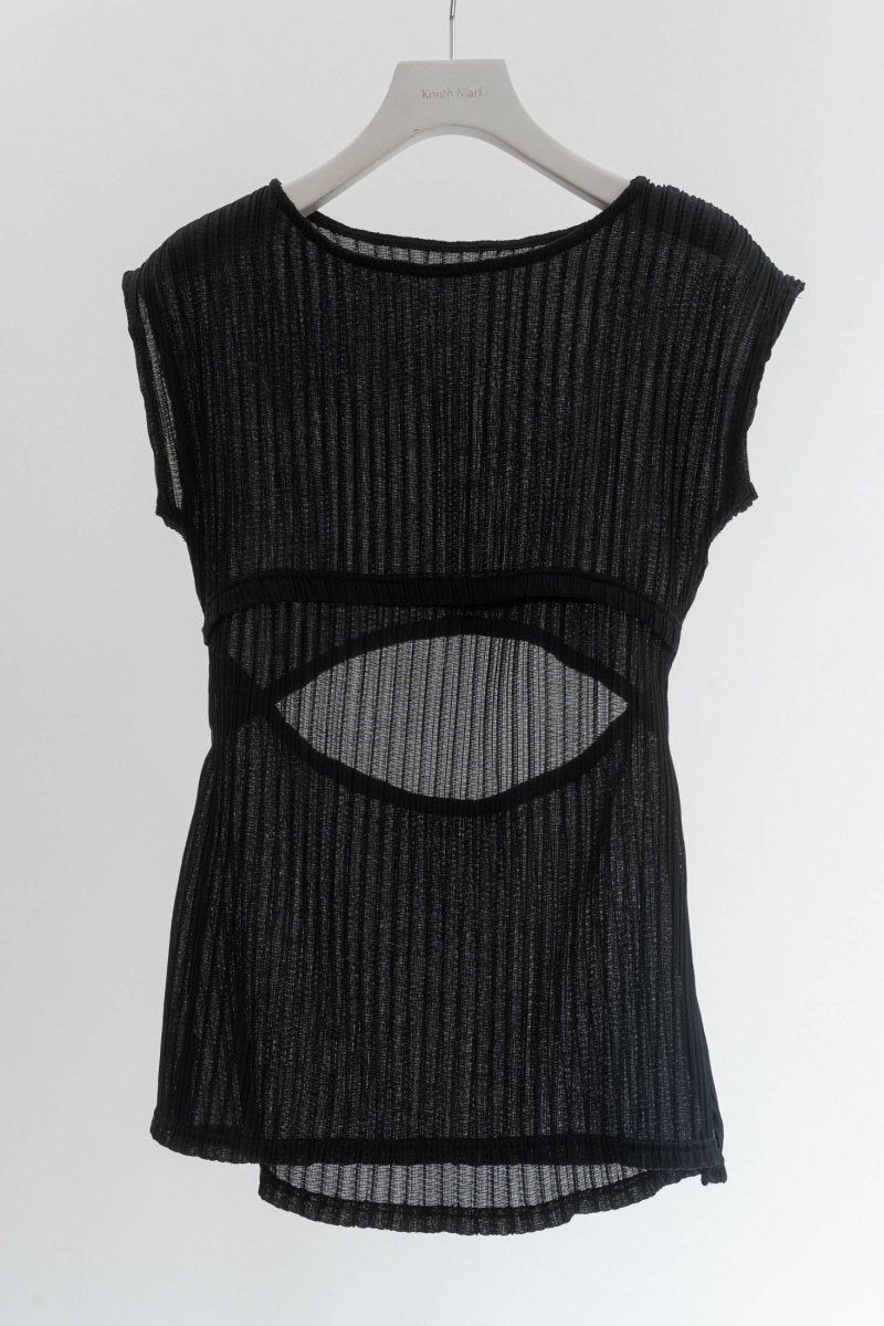 french sleeve ribbed tops / フレンチスリーブ リブトップス (ブラック)
