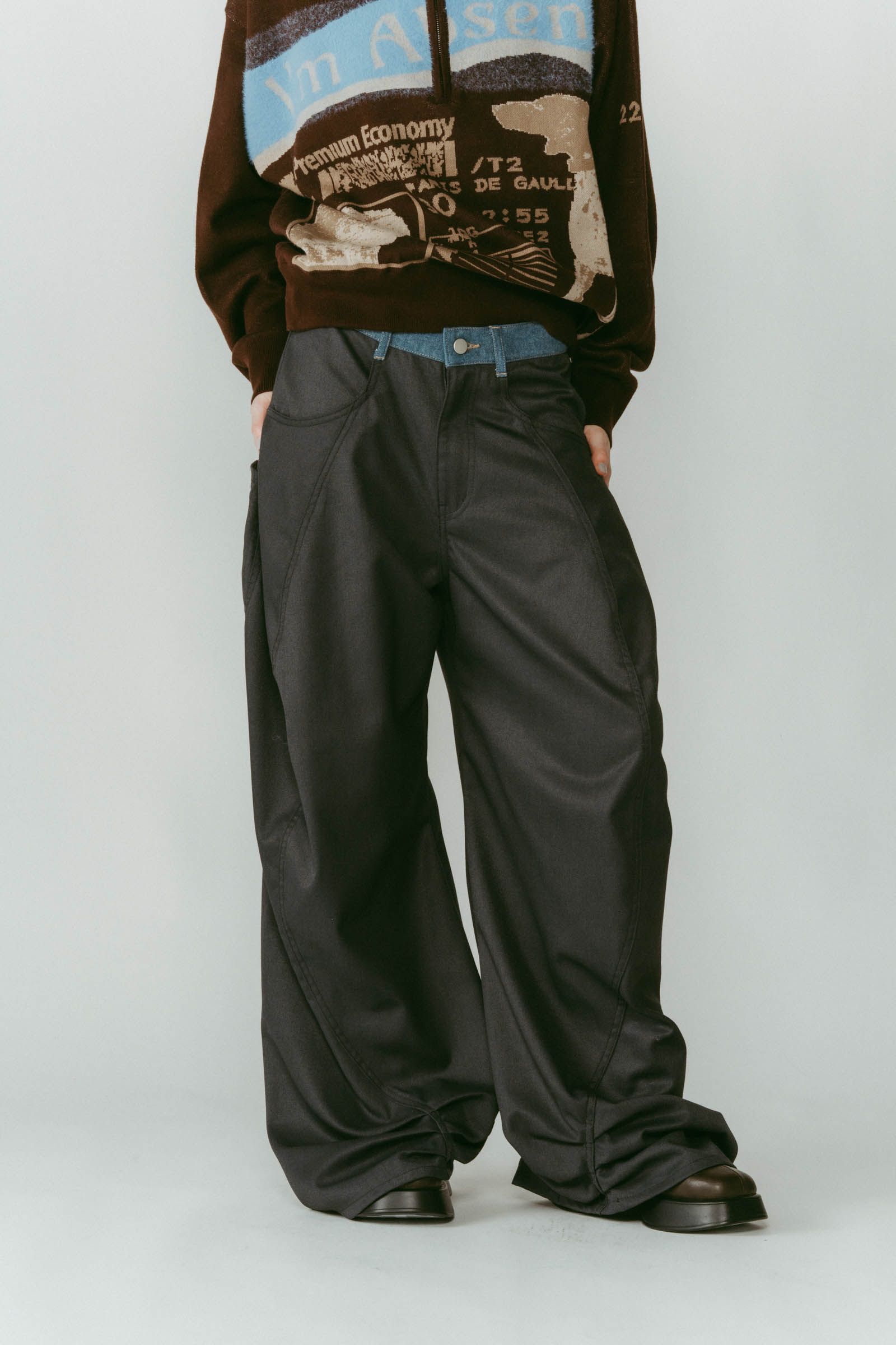 tuck design denim pants / タックデザインデニムパンツ (グレー) / 25AW