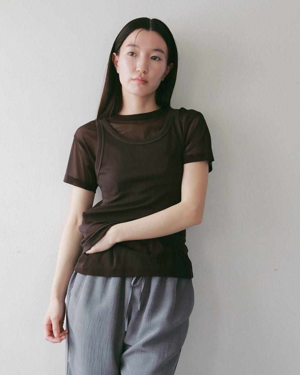 ウールタンクトップ (ブラウン) Wool Rib Tanktop (Brown) / 27SS