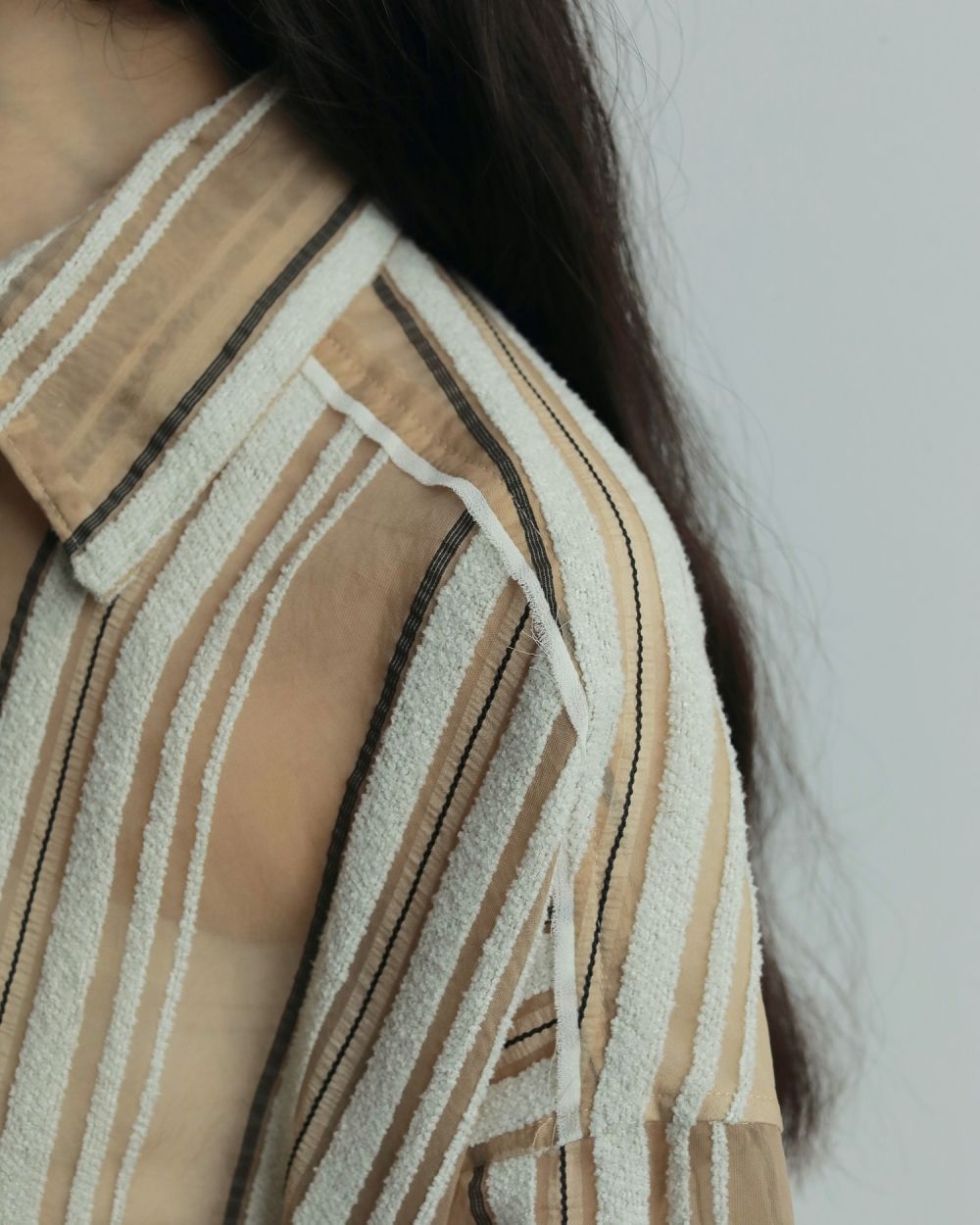 Sheer Stripe Shirts / シアーストライプシャツ (ベージュ)