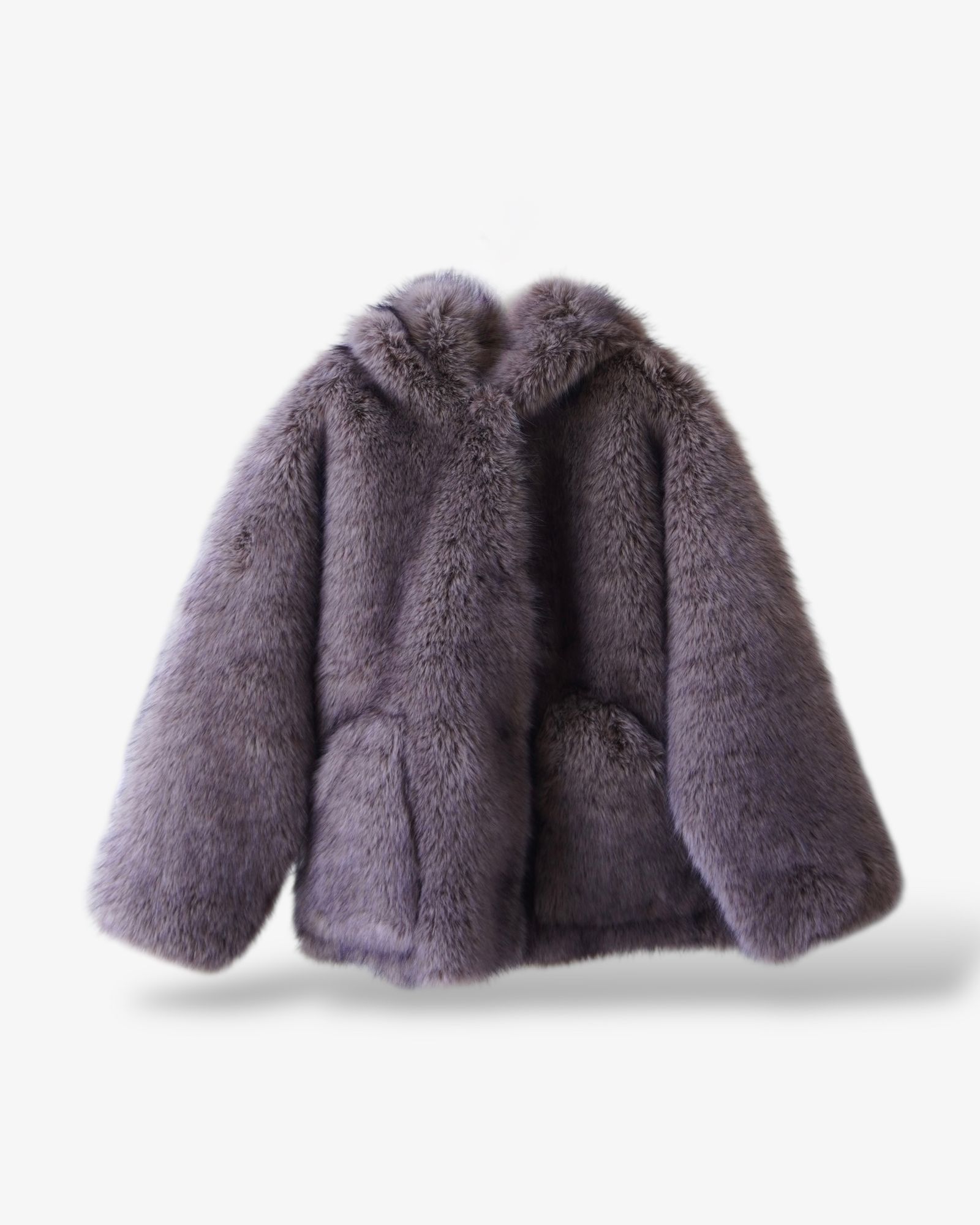 【25AW】Fox Like Fur Hoodie Coat / フォックスライクファー リバーシブルフーディコート (ベージュ) / エコファー / フェイクファー