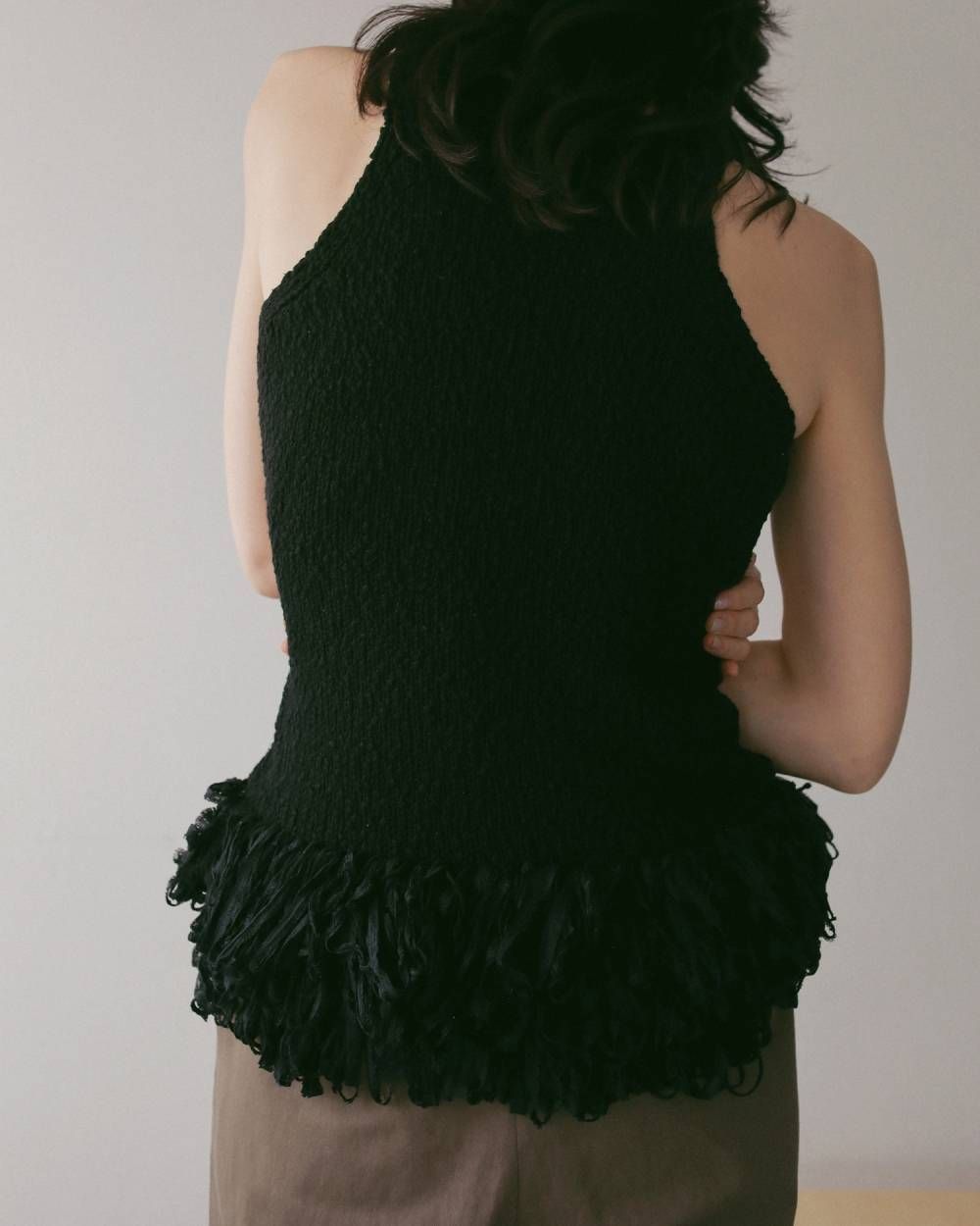 アメスリ フリンジトップス (ブラック) Americansleeve Fringe Tops (Black) / 27SS