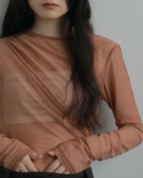 【25AW】Tulle Gather Bodysuit / チュールギャザーボディースーツ (テラコッタ)