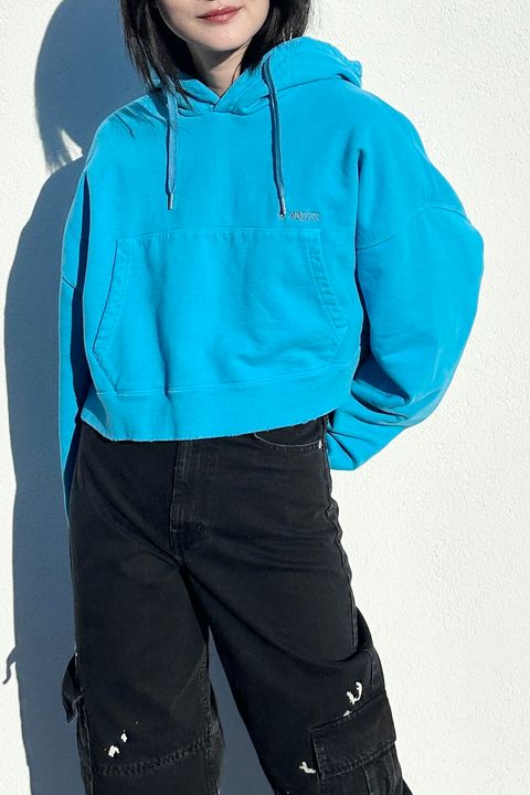 NOUNLESS SHORT HOODIE TOPS (BLUE) / ショートフーディトップス ブルー