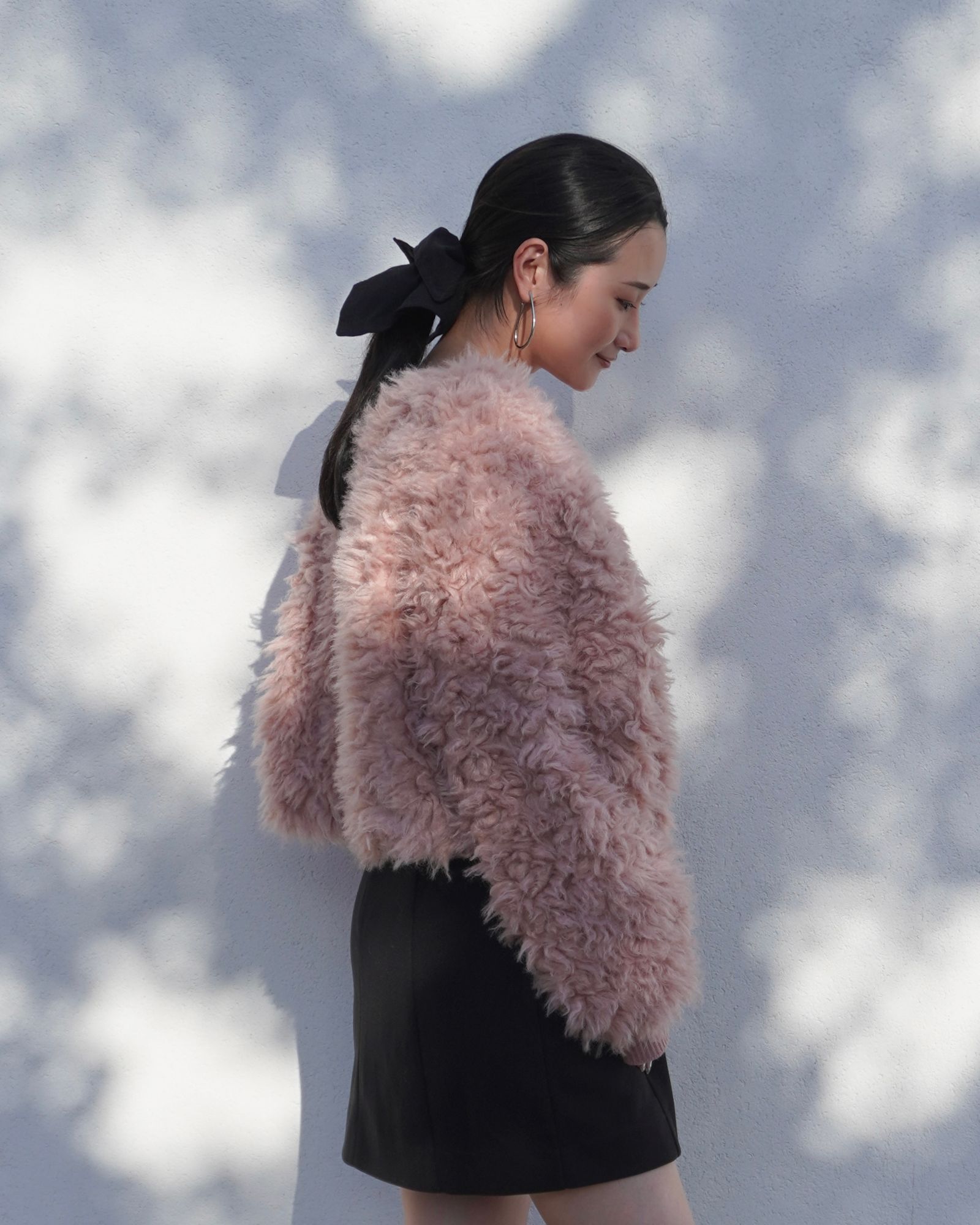 【25AW】2Way Fur×Knit Tops (ピンク) / 2ウェイファー×ニットトップス / エコファー / フェイクファー