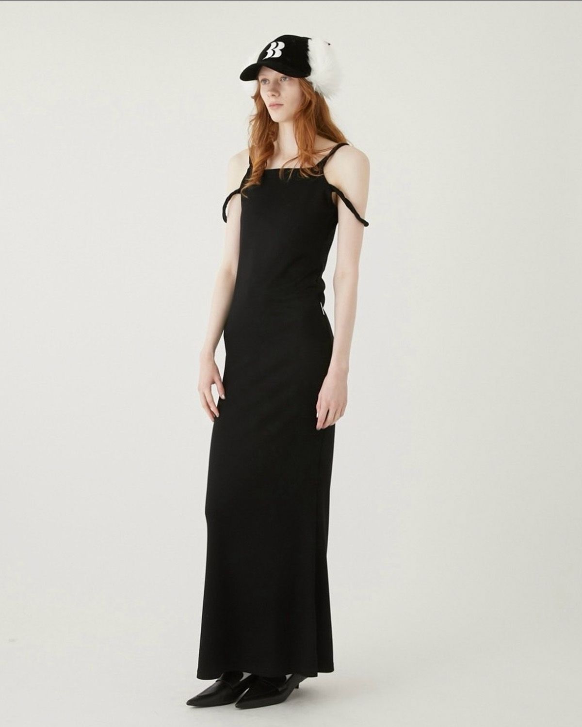 Twisted Strap Maxi Dress / ツイスト ストラップ マキシワンピースドレス (ブラック)