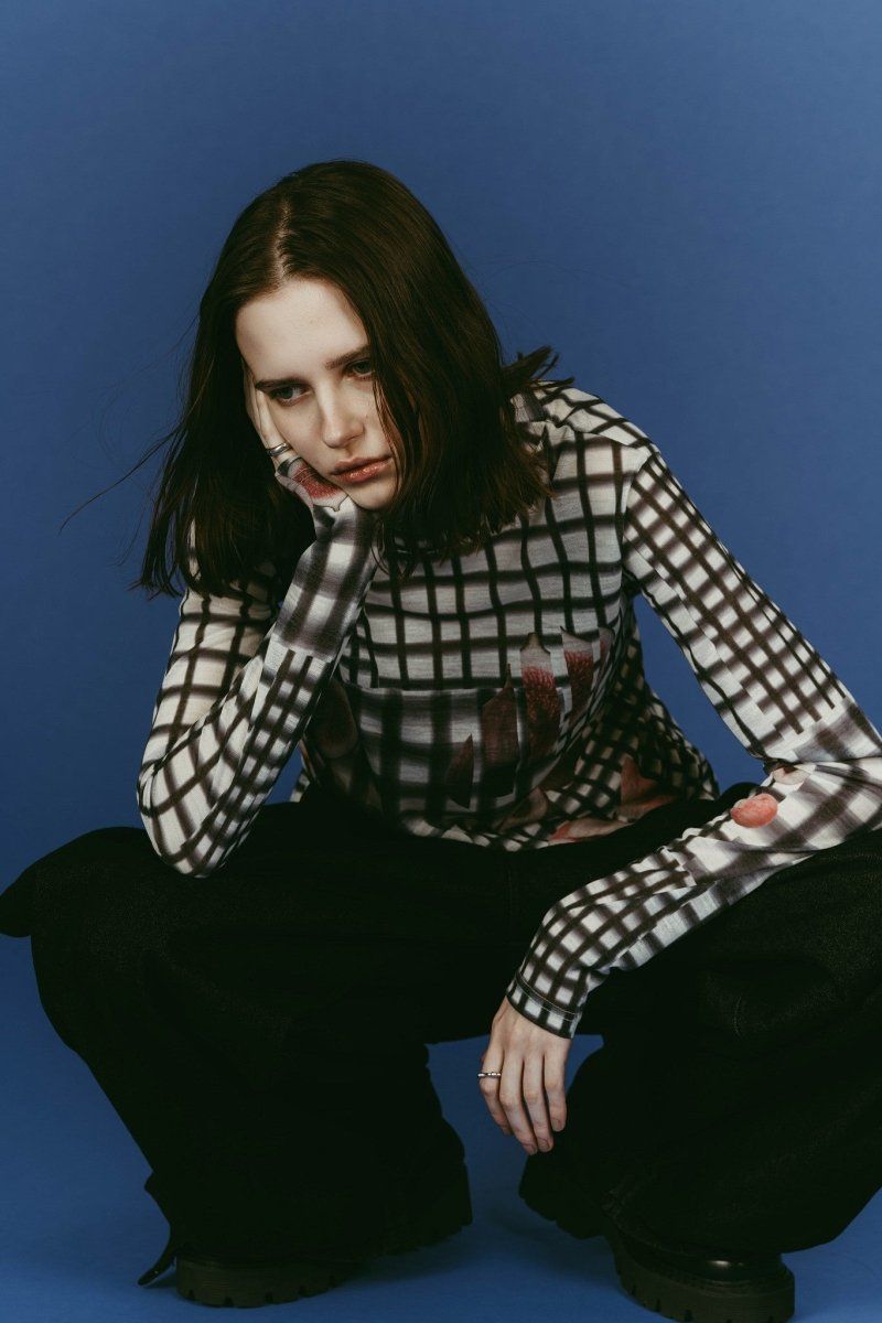 fruit-check print knit (Black) / フルーツチェックトップス (ブラック) / 26SS