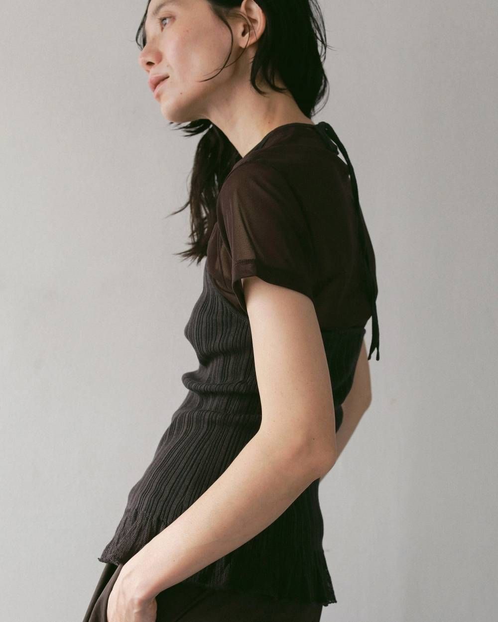 シアーチュールTシャツ (ブラウン) Sheer Tulle T-shirts (Brown) / 27SS