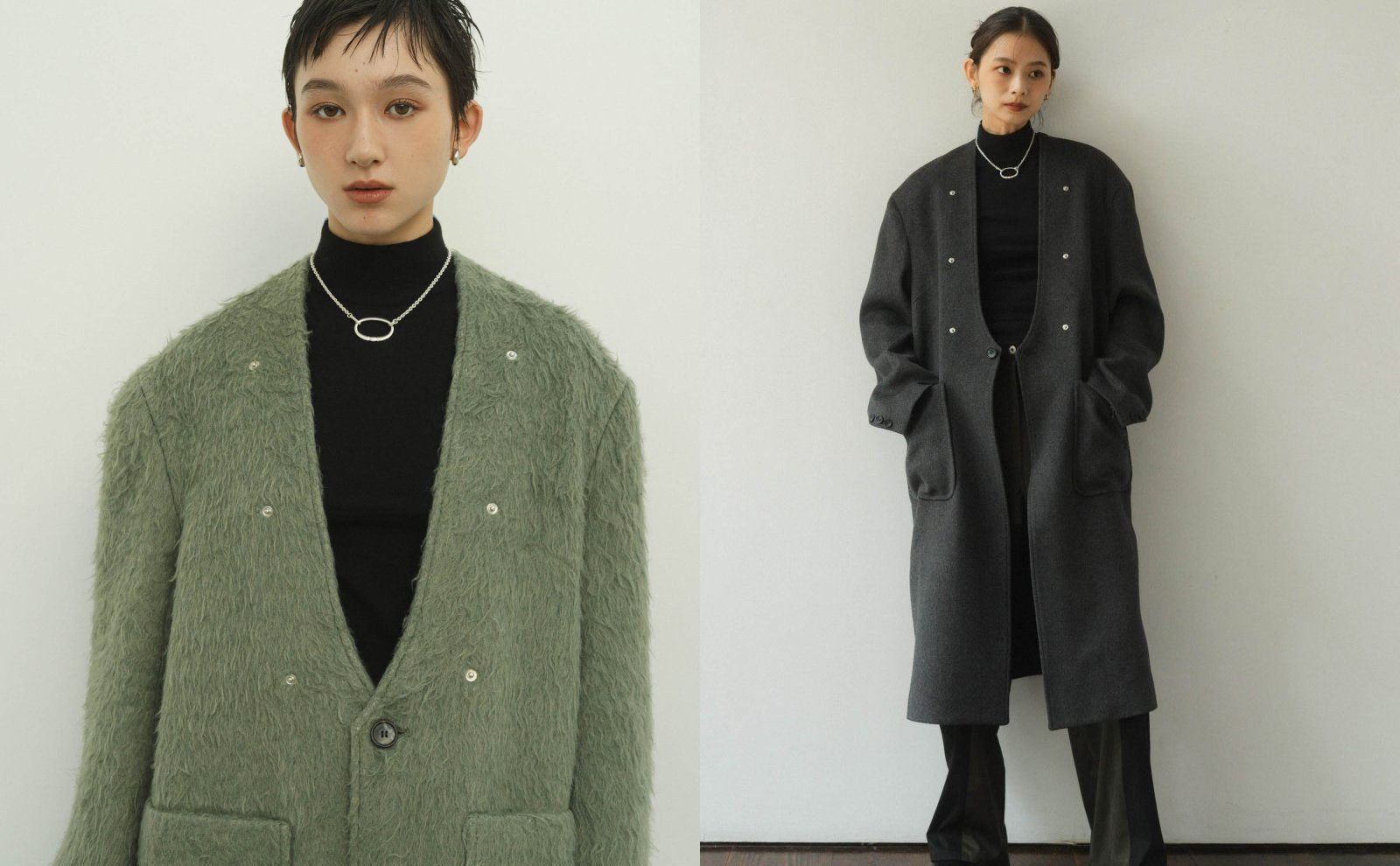 ジャケット・アウター Knuth Marf 2way accent collar long coat 2way accent collar long coat(unisex)/green | KNUTH MARF