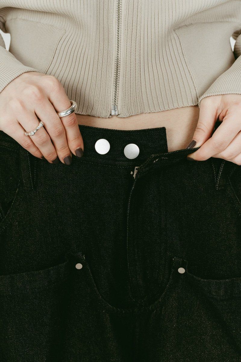 cling drape denim pants(unisex) (Black) / ドレープデニムパンツ (ブラック) / 26SS