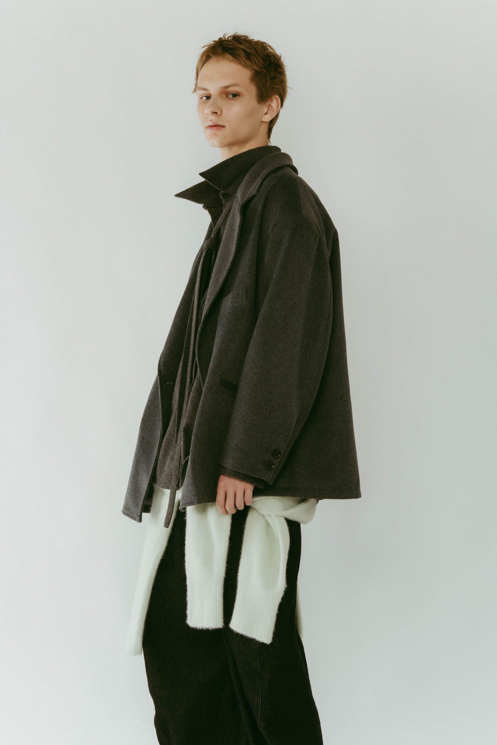 muffler overlay jacket(unisex) / マフラー オーバージャケット (グレー) / 25AW