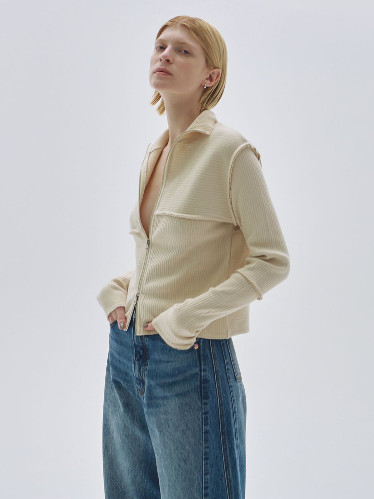 【25SS】TERRA RIB 2WAY ZIP THERMAL / ジップサーマルトップス (オフホワイト)