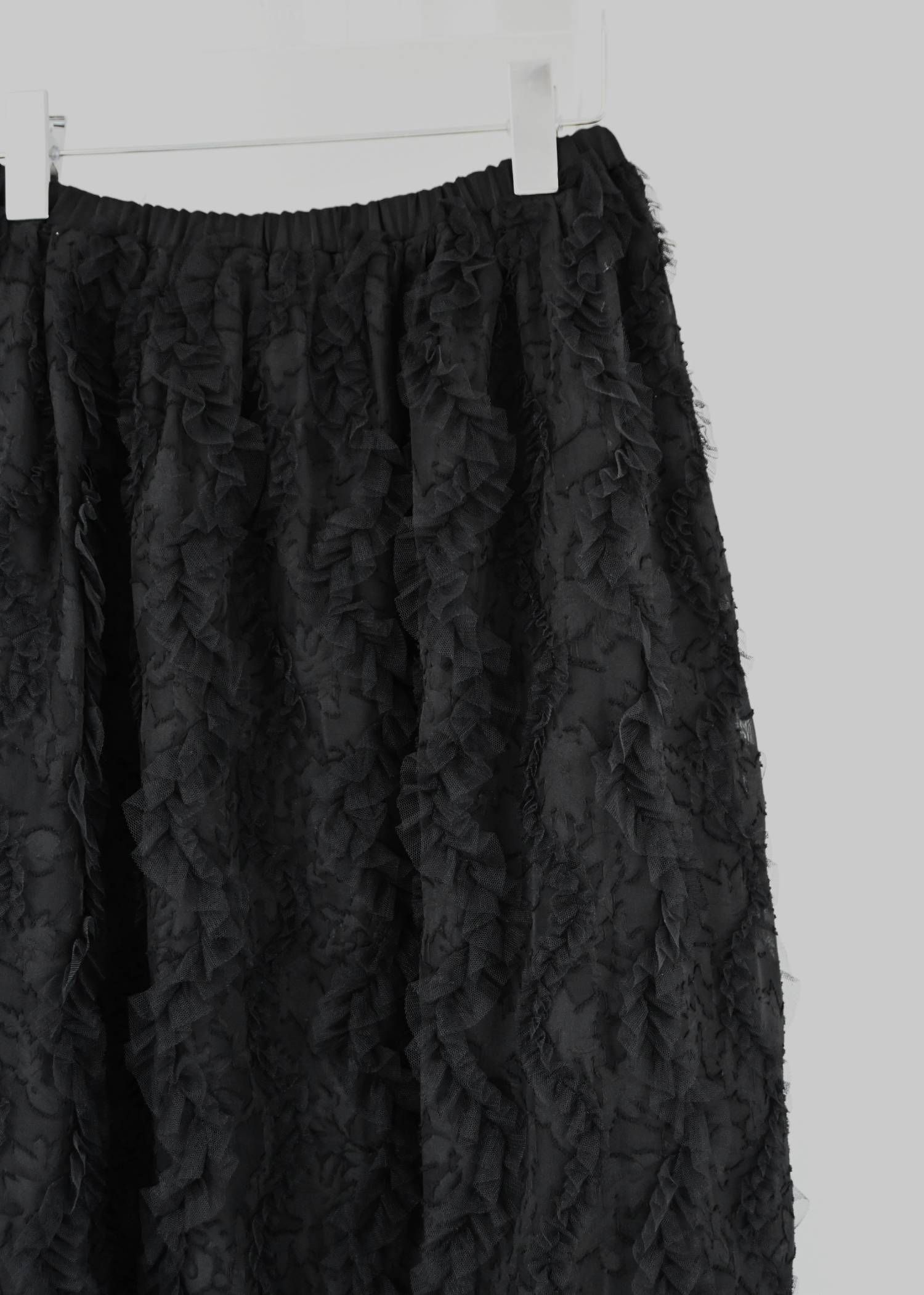 コクーンチュールスカート (ブラック) cocoon cut jacquard tulle gather SK (Black) /  26SS